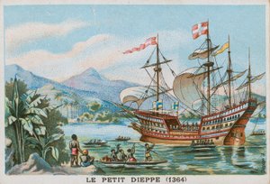 Das französische Schiff Petit Dieppe vor Westafrika, 1364 von French School