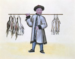 Der Wildhändler, aus einem Buch über die Straßenrufe von Peking, um 1785 von French School