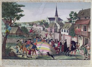 Der allgemeine Alarm der Einwohner von Gonesse durch die Landung eines Ballons, 27. August 1783 von French School