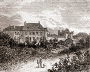 Das Haus in Gras, nahe Chalon-sur-Saône, Frankreich, wo der französische Erfinder Nicéphore Niépce die Heliografie entwickelte, aus 