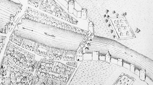 Das jüdische Viertel in Metz im 16. Jahrhundert, Illustration aus Histoire des Juifs dans le Nord-Est de la France von Emile Auguste Begin, 1838 von French School