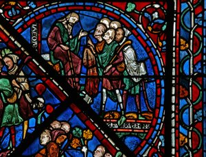 Das Joseph-Fenster: Seine Brüder präsentieren Jakob seinen blutbefleckten Mantel von French School