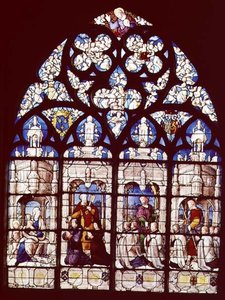 Die Madonna mit Kind und dem heiligen Johannes dem Täufer, der heilige Petrus präsentiert Pierre Tullier, den Bürgermeister von Bourges, und seine Frau der Jungfrau Maria, der heilige Johannes präsentiert Jean, François und Pierre Tullier, Gründer von French School