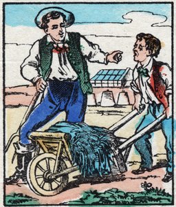 Der Gemüsegärtner. Gravur in „La chanson des metier“. Epinal-Bild, Ende des 19. Jahrhunderts. Private Sammlung