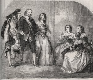 Der Marquis von Montespan, Louis Henri (Louis-Henri) de Pardaillan de Gondrin (1640-1691) (links) kam, um die Heirat von Francoise Athenais (Francoise-Athenais) von Rochechouart Mortemart (dann Marquise de Montespan oder Madame de Montespan) vorzuschlagen