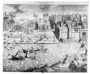 Das Massaker an den Hugenotten in Tours im Jahr 1562 von French School