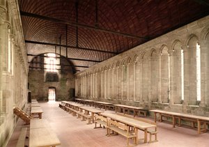 Das Refektorium der Mönche, Innenansicht der Abtei, 1217 von French School