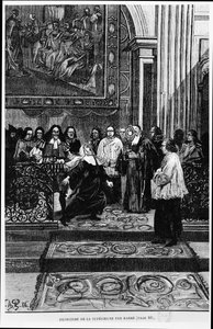 Die Mutter Oberin wird von Barre exorziert, Illustration für die Besessenen von Loudun in Les Mysteres de la Science von Louis Figuier, 1886