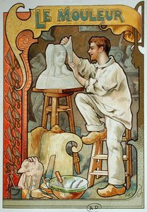 Der Former, Illustration aus einem Buch über Handwerke, ca. 1899 von French School