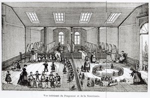 Die Kinderkrippe im Familisterium von Guise, aus Solutions Sociales von Jean-Baptiste Andre Godin, Paris, 1871