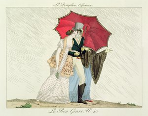 Der gefällige Regenschirm, Tafel 40 aus Le Bon Genre von French School