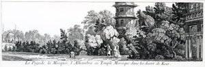 Die Pagode, die Moschee und die Alhambra oder maurischer Tempel in Kew, aus Jardins Anglo-Chinois a la Mode, von George Louis le Rouge, veröffentlicht 1775-78 von French School