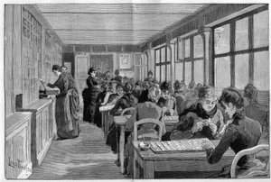 Die Panama-Bond-Ranking-Werkstatt in Paris im Jahr 1888.