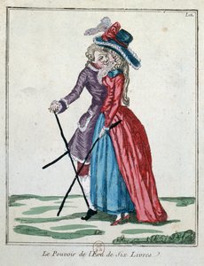 Die Macht der silbernen Krone von sechs Pfund, Ende des 18. Jahrhunderts (Farbstich)