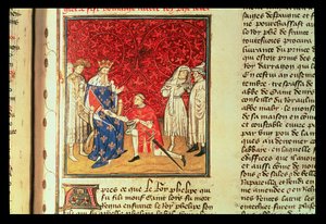 Der Prinz von Wales (Heinrich V 1387-1422) huldigt König Karl VI (1368-1422)