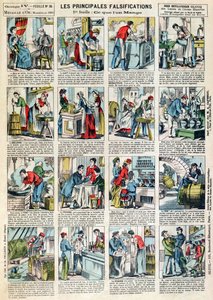 Die Hauptformen der Nahrungsmittelverfälschung, ca. 1883 von French School