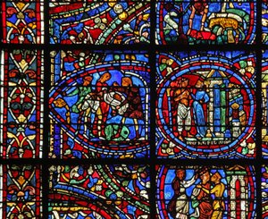 Das Fenster des verlorenen Sohnes: er wird angegriffen; eine Kurtisane wirft ihn hinaus von French School