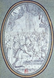 Empfang von Kardinal Flavio Chigi (1631-93) durch Ludwig XIV. (1638-1715) am 29. Juli 1664 von French School