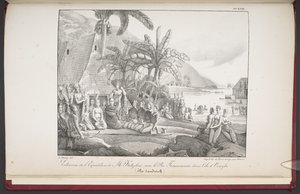 Die Sandwich-Inseln, Begegnung der Expedition von Herrn Koebruë mit König Tamméaméa auf der Insel Ovayhi, aus 