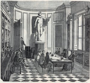 Die Medizinische Fakultät von Paris - eine Prüfung im Instrumentenraum - Gravur in „Tableau-de-Paris“ von Edmond Texier 1852 von French School