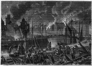 Die zweite Schlacht von Kopenhagen (oder die Bombardierung von Kopenhagen) (16. August-5. September 1807) Britische Bombardierung von Kopenhagen, um die dänisch-norwegische Flotte zu erobern, während der Napoleonischen Kriege - Englische Kriege - Die Schla