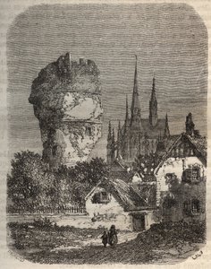 Der Turm von Gallardon - Feodalturm aus dem 12. Jahrhundert - Gravur in 