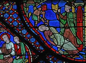 Das St. Jakobus Fenster: Filetus wird von Almogenes (Hermoniges) mit einem Zauberspruch gebunden