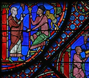 Das St. Jakobus Fenster: Filetus erzählt Almoniges (Hermoniges) von seiner Bekehrung von French School