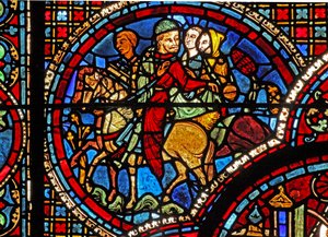 Das St. Lubin Fenster: Eine Gruppe zu Pferd von French School