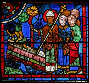 Das St. Martin Fenster: Der Heilige exorziert einen Dämon aus dem Grab von French School