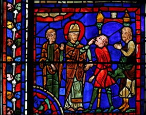 Das St. Martin Fenster: Der Heilige heilt eine besessene Seele von French School