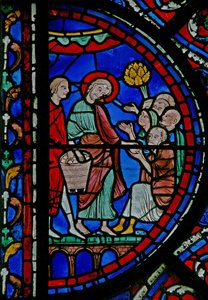 Das St. Thomas Fenster: Brotverteilung an die Armen von French School