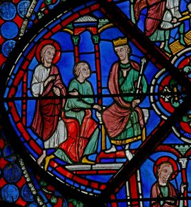 Das St. Thomas Fenster: Er wird dem König vorgestellt von French School
