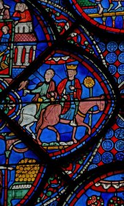 Das St. Thomas Fenster: Der König von Indien geht auf die Falkenjagd