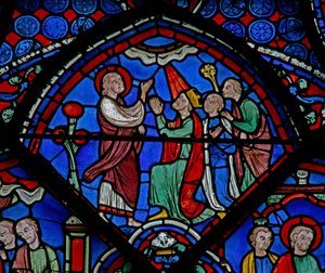 Das St. Thomas Fenster: Predigt das Evangelium einem König von French School