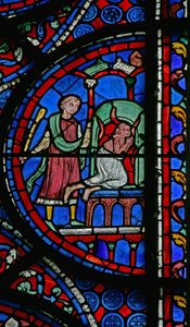 Das St. Thomas Fenster: In einen Ofen gestoßen von French School
