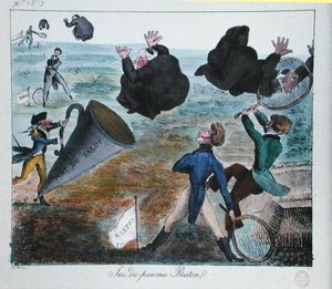 Die unwillkommene Aufnahme der Missionare in der Bretagne, Dezember 1819 (Gravur) von French School