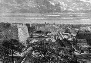 Die Mauern von Peking, China. Gravur in „The Youth Journal“ von French School