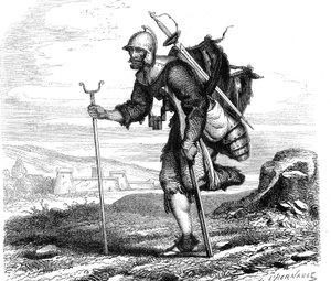Der Krieg (Symbol) Landsknecht - Druck von J.M. Metelli 1867 von French School