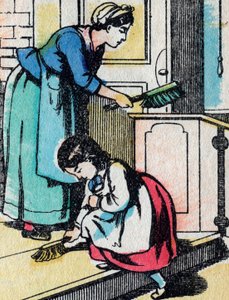 Die Aktivitäten für Mädchen aus guten Familien: Hausarbeit - Epinal-Bild - 19. Jahrhundert (Gravur) von French School
