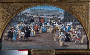 Der Brotmarsch und der Geflügelmarsch am Quai des Augustins um 1670 von French School