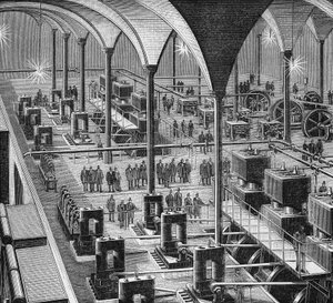 Das zentrale Elektrizitätswerk in den Halles de Paris. In „Album de la Science“, Éditions Jouvet