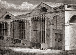 Die Kohlegaskondensationsanlage in La Villette, Paris, Frankreich im 19. Jahrhundert, aus 