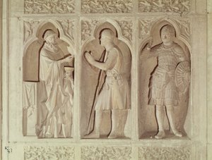 Die Kommunion eines Ritters, Detail vom Westende des Kirchenschiffs, 1245-57 von French School
