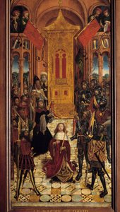Die Krönung Davids zum König von Israel. Malerei der französischen Schule des 16. Jahrhunderts. 1501. aus der Kathedrale von Amiens. von French School