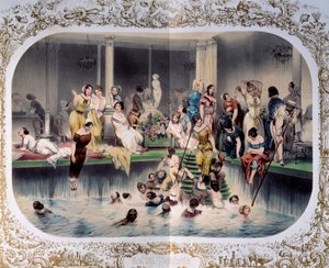 Der Schwimmtag für Frauen in einem Pariser Schwimmbad, ca. 1900