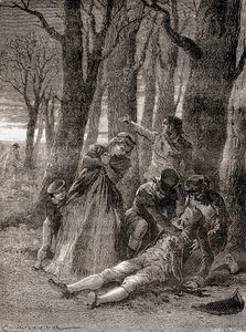 Der Tod von Philippe Lebon auf den Champs-Élysées, nachdem er dreizehnmal erstochen wurde, aus 