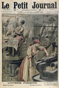 Die verschiedenen Arbeitsarten für Pariser Frauen vor und während des Ersten Weltkriegs, Titelillustration von Le Petit Journal, 26. November 1916