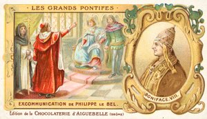 Die Exkommunikation von Philipp IV. von Frankreich durch Papst Bonifatius VIII. von French School