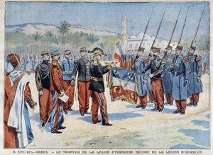 Die Fahne der Fremdenlegion dekoriert in Sidi-Bel-Abbes - in „Le Petit Parisien“ vom 29.04.1906